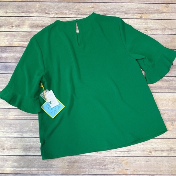 CeCe Blouse Bundle 3 Tops Green Blue White Floral Short Sleeve size small - Picture 7 of 11